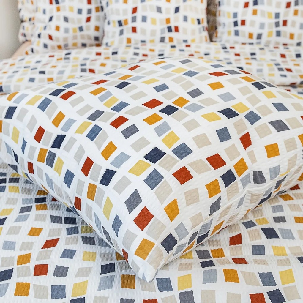 Lenjerie de pat din bumbac crep Kvalitex Mozaic, 220 x 200 cm, 2x 70 x 90 cm, 220 x 200 cm, 2 buc. 70 x 90 cm