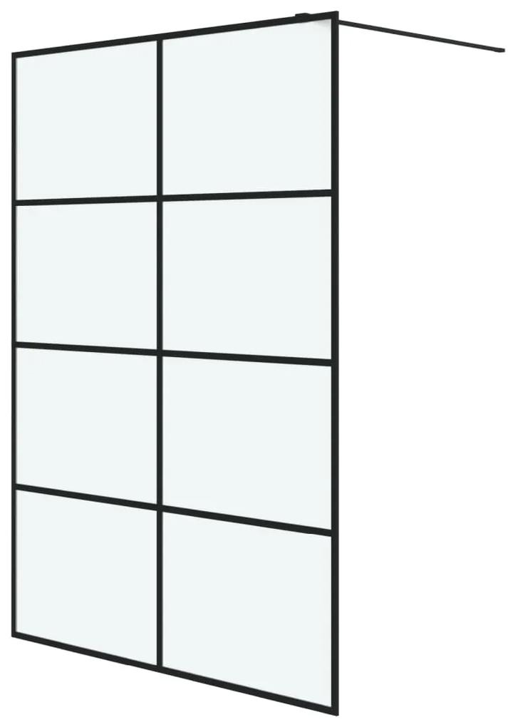 Perete cabina dus walk-in negru 140x195 cm sticla ESG mata Negru, 140 x 195 cm, Mat