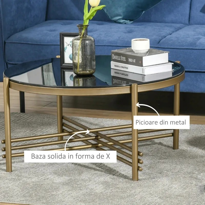 MAAU3 - Masuta de cafea rotunda 85 cm, mesa pentru living - Auriu