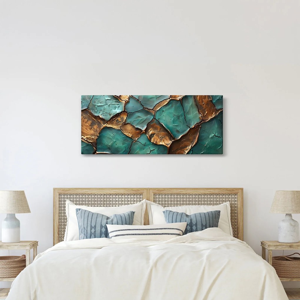 Tablou - Pictură verde-auriu (120x50 cm)