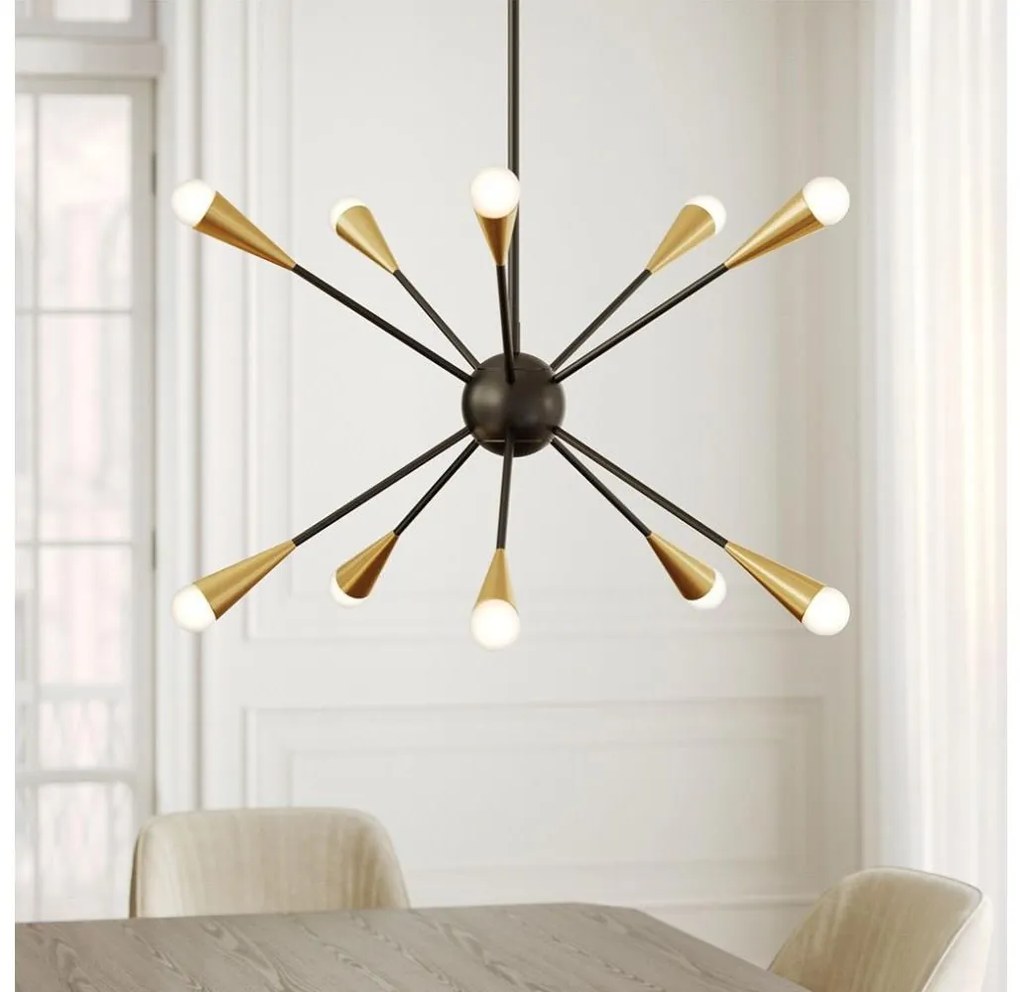 Lustră LED pe tijă Feiss FE-JAX10-MB JAX 10xG9/3W/230V negru/auriu