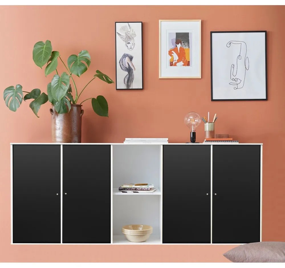 Comodă de perete albă-neagră Hammel Mistral Kubus, 169 x 69 cm