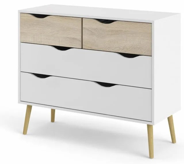 Comoda alba OSLO 75395 cu 4 sertare
