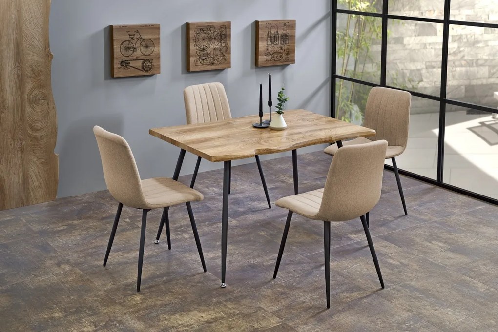 Masa Larson stejar natur/negru - L120xl80xh77 cm