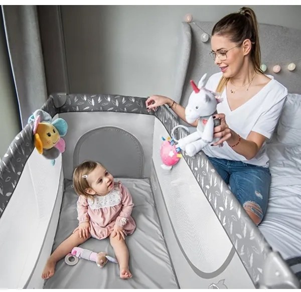 Pătuț pliabil BASIC gri BabyOno