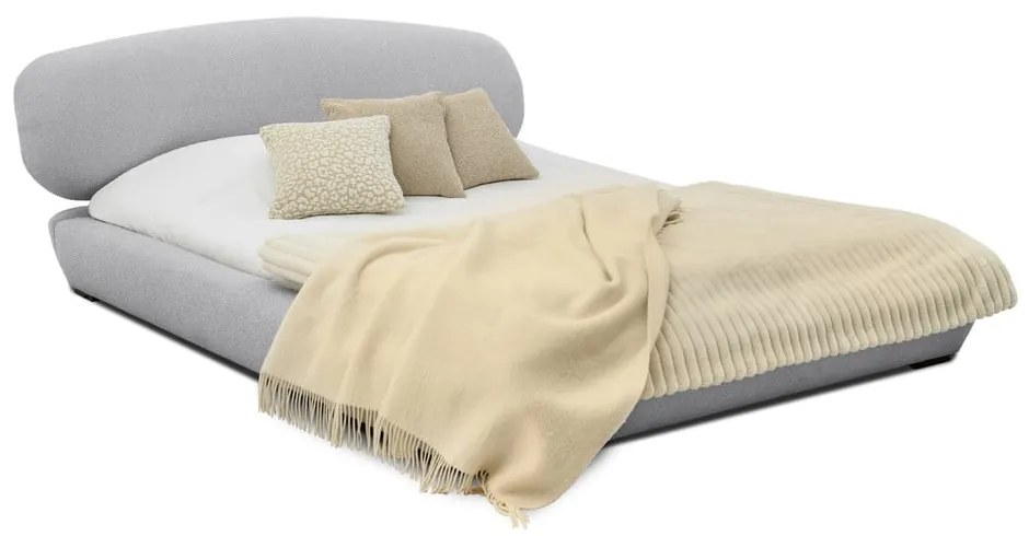 Pat matrimonial gri tapițat cu somieră 140x200 cm Odette – Scandic