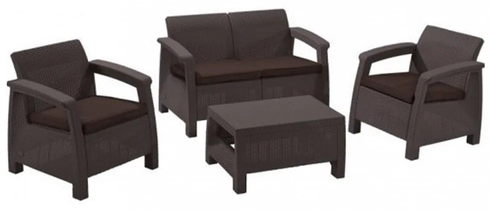 Set de mobilier de grădină Corfu, culoare maro, cu perne taupe calde