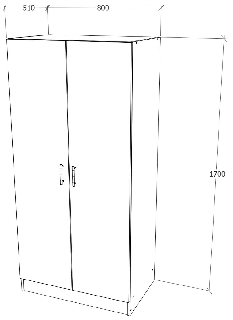 Dulap haaus Remi, 2 Usi, Wenge, 80 x 51 x 170 cm