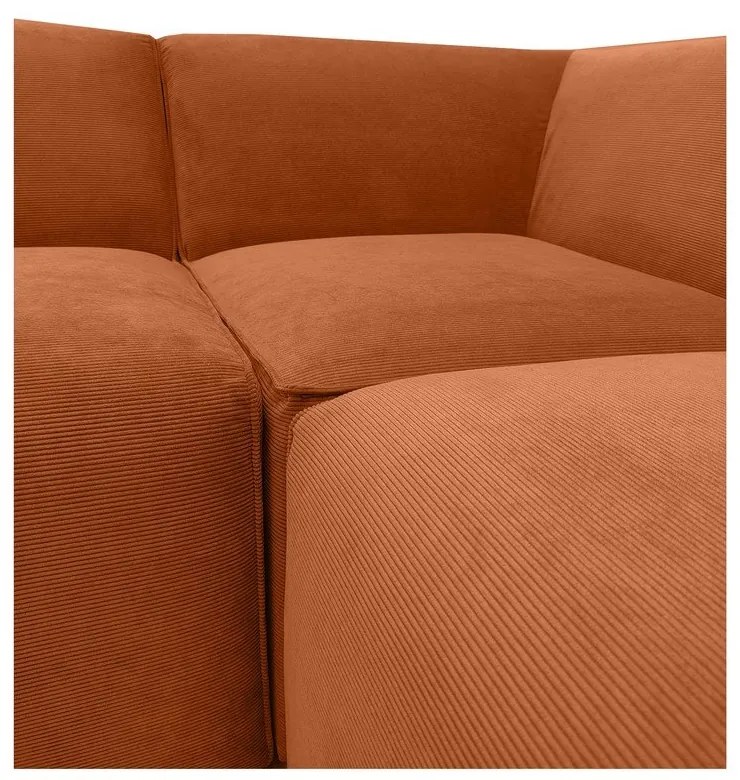 Colțar portocaliu din catifea reiată (cu șezlong pe partea stângă ) Sting - Scandic