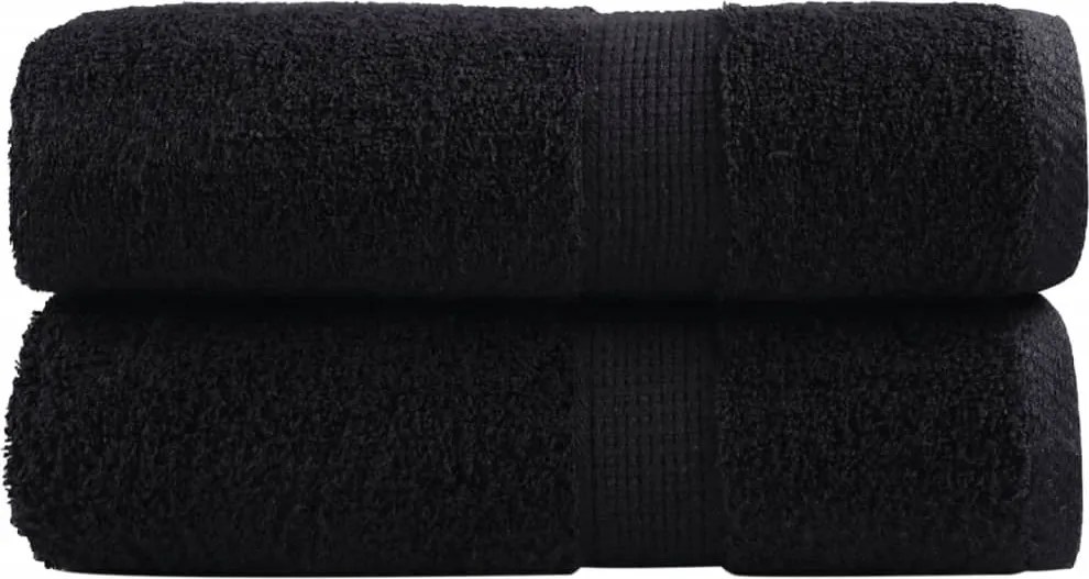 vidaXL Prosoape oaspeți premium SOLUND 2 buc. negru 30x50 cm 600 gsm