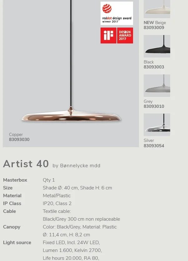 Pendul modern finisaj bej, LED Artist 40 83093009 DFTP