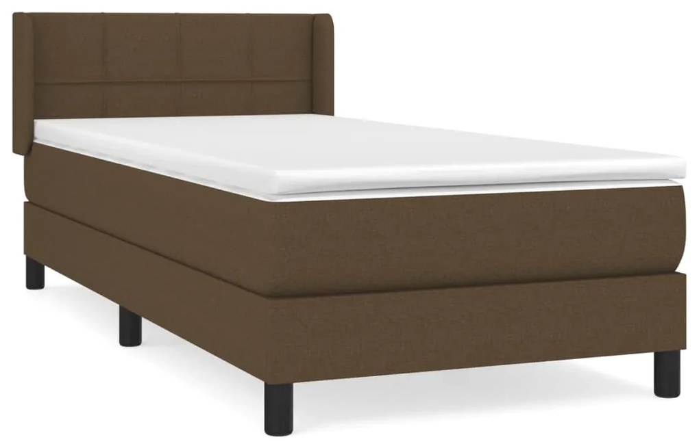 3129676 vidaXL Pat box spring cu saltea, maro închis, 90x190 cm, textil