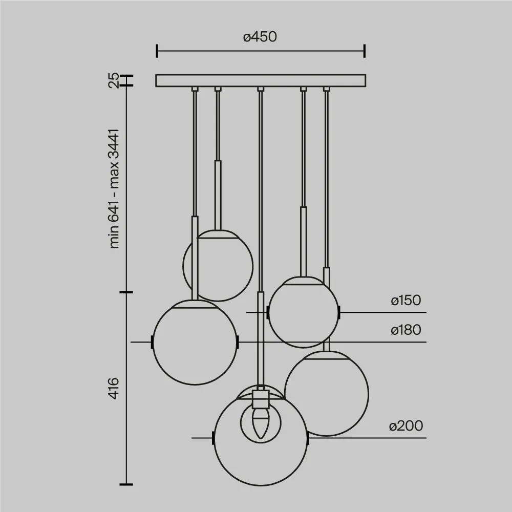 Lustra suspendata design modern minimalist Basic 5L aurie
