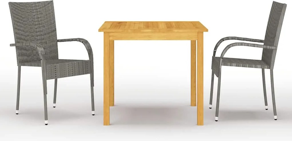 vidaXL Set mobilier de grădină, 3 piese, gri