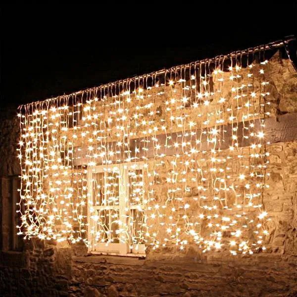 Instalatie de Craciun, perdea luminoasa 3 x 6 metri, fir gros, pentru fatade, diverse culori