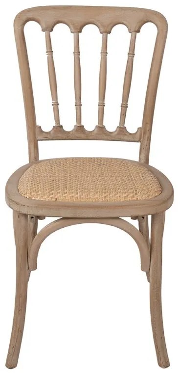 Scaun dining din lemn masiv si rachita, maro, 45x46x92 cm