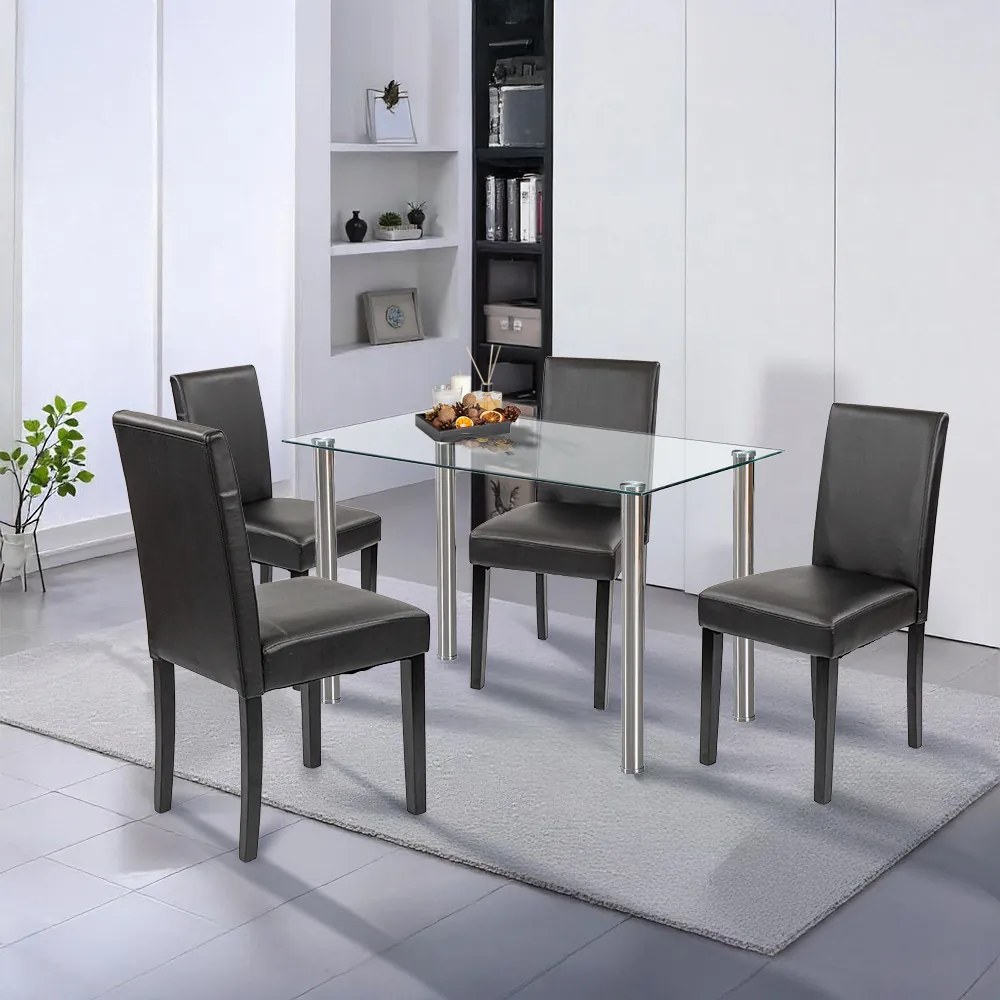 Set de masă Karin 4+1 alb-negru