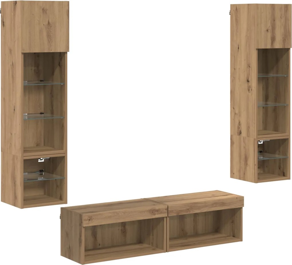 vidaXL Unitate TV de Perete 6 pcs Stejar Artizanal Lemn compozit