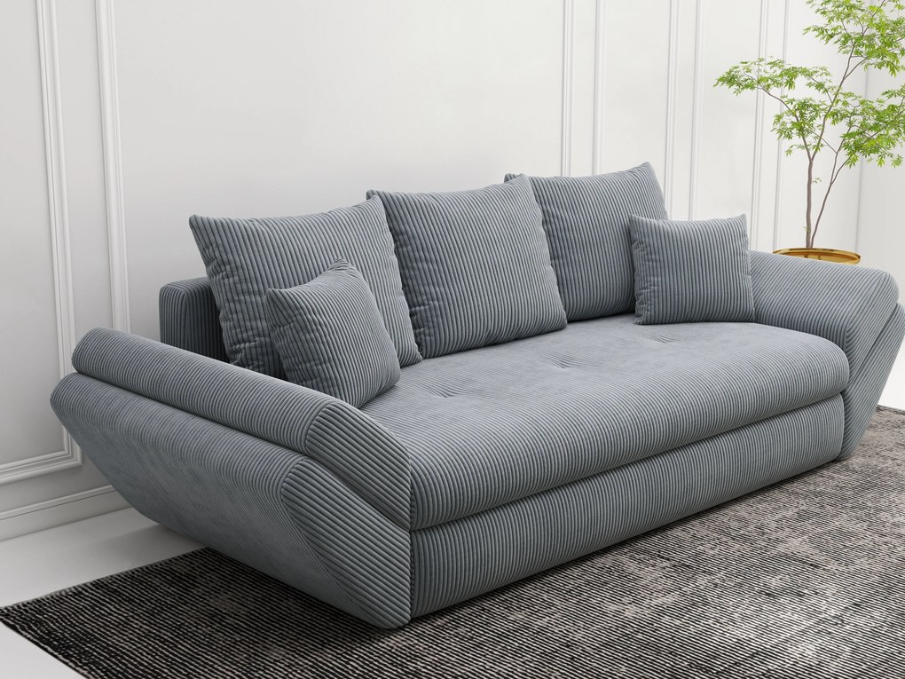 Canapea extensibilă dumonde cu ladă de depozitare si sezut confortabil din spuma high-density, Loana Zoom Grey 250x100 cm