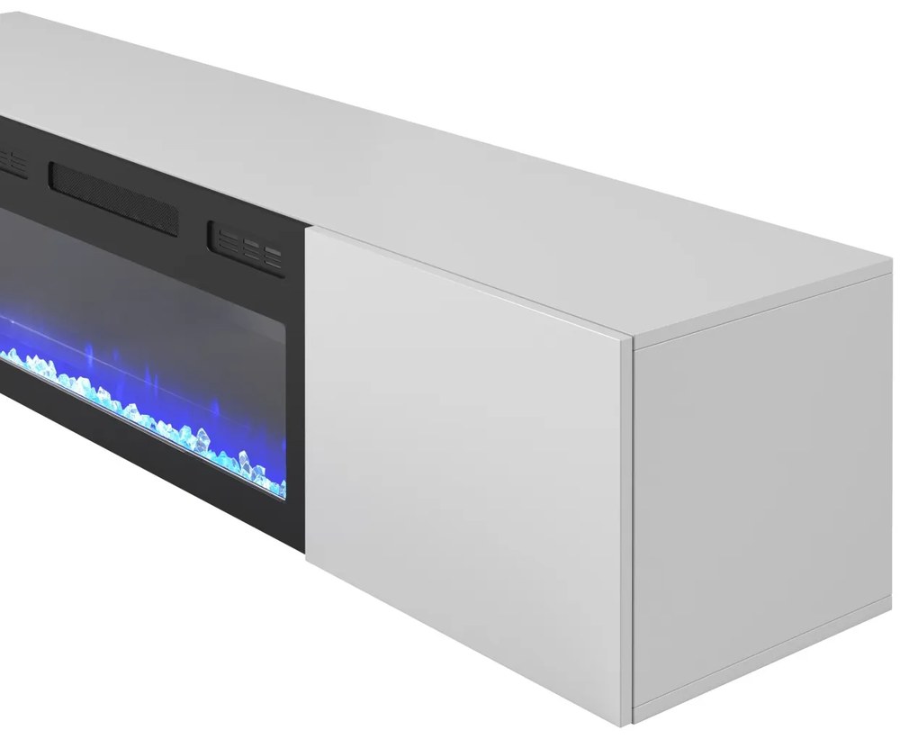 Comoda TV alba Livo RTV 180 cu semineu