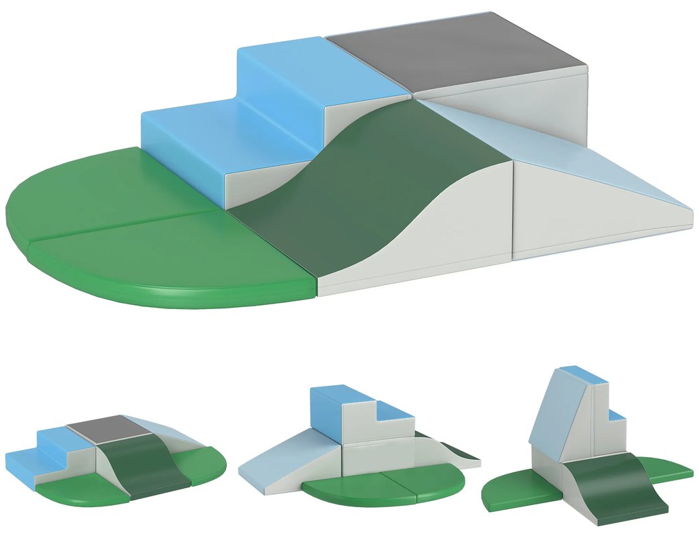 HOMCOM Set Construcții Moi pentru Copii 1-3 Ani cu 6 Piese, 150x100x24 cm, Multicolor | Aosom Romania