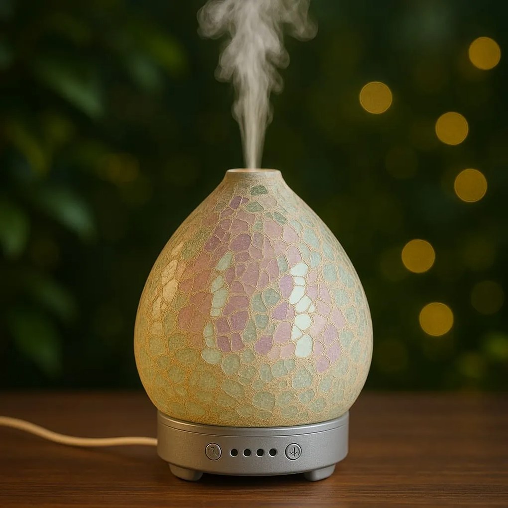 Lampa de masa cu difuzor aromaterapie Mozaic Bianco h 16 cm