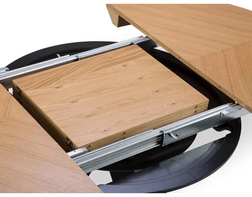 Masă de dining rotundă extensibilă cu blat cu aspect de lemn de stejar cu blat suplimentar ø 120 cm Magnus – Windsor &amp; Co Sofas