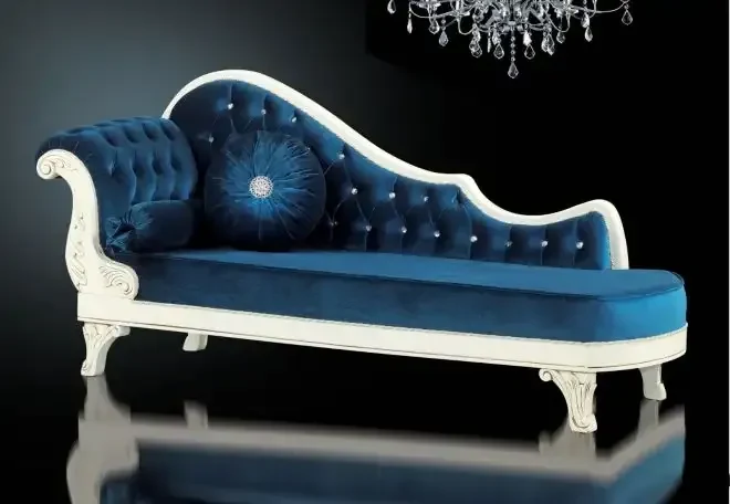 Sezlong-canapea dormitor pe stil Chesterfield Josephine