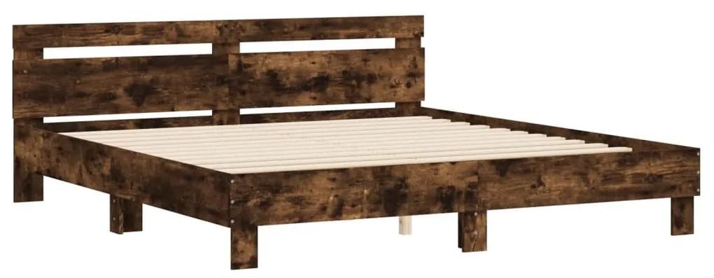 3207410 vidaXL Cadru de pat cu tăblie stejar fumuriu 160x200 cm lemn prelucrat