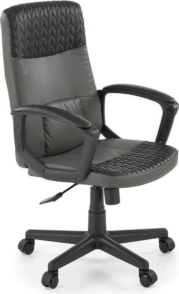 Scaun birou BJORN, negru, piele ecologica, 58x57x100/112 cm