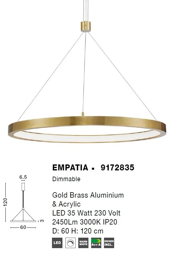 Lustra LED design modern circular EMPATIA I auriu NVL-9172835
