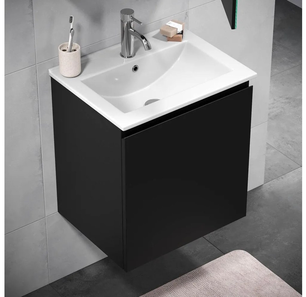 Dulap de baie cu lavoar KENWOOD, 51 cm, negru