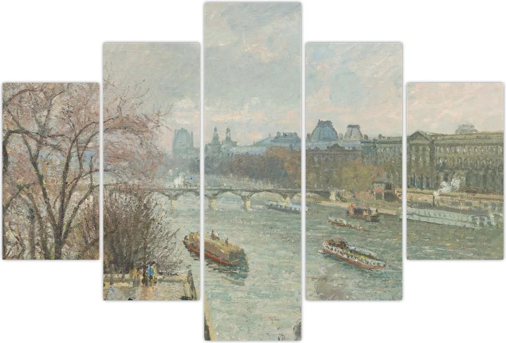 Tablou - Camille Pissarro, The Louvre, Afternoon, Rainy Weather, reproducere (150x105 cm)