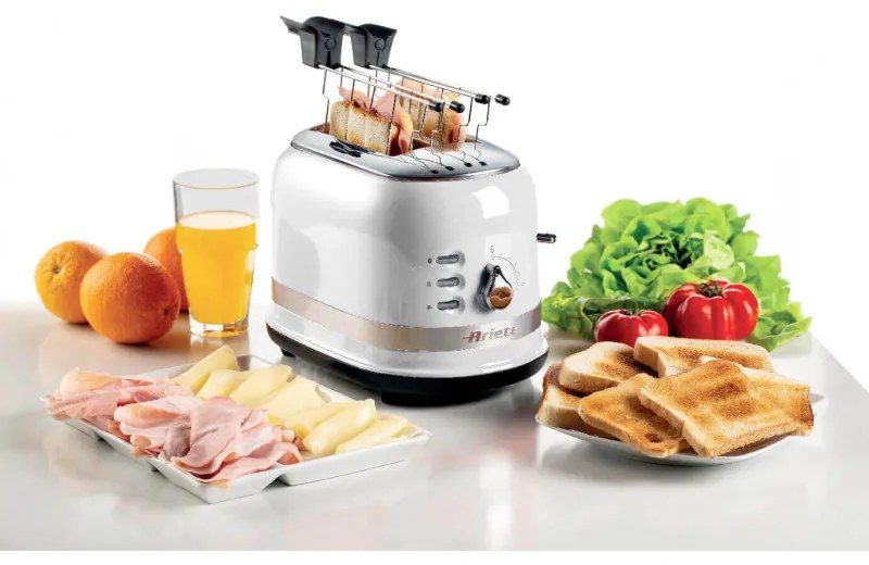Prajitor de paine Ariete MODERNA 0149/01, 815W, 2 felii, 3 functii, 6 trepte, Tava firimituri detasabila, Alb