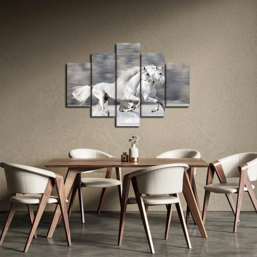 Tablou - Cai albi în timpul iernii (150x105 cm)