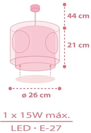 Dalber 60912 - Lustră pentru copii PRINCESS DANCE, 1xE27/15W/230V, roz