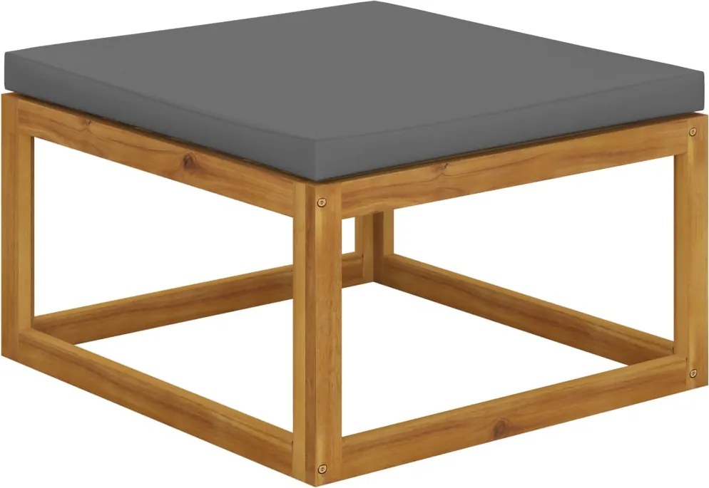 vidaXL Suport de picioare, cu pernă gri închis, lemn masiv de acacia