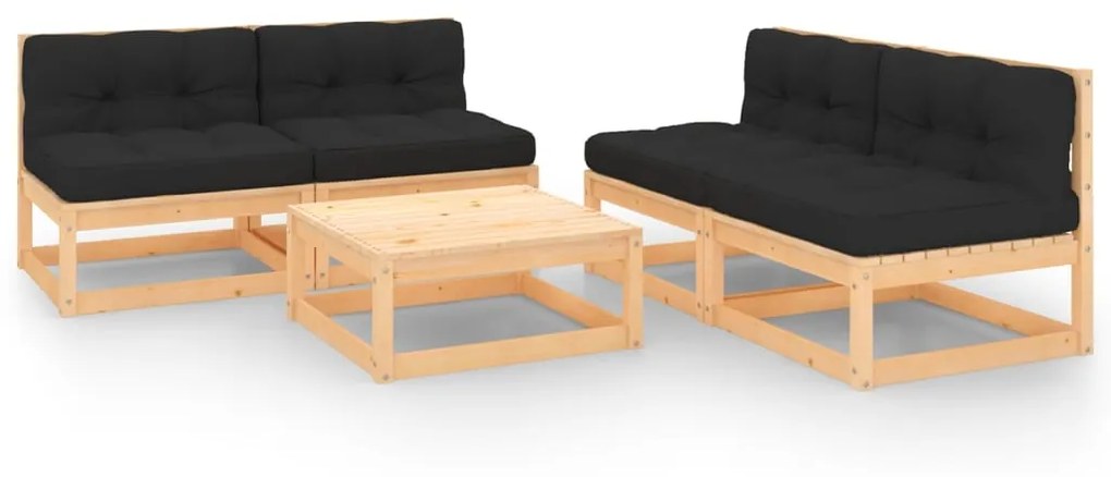 3083730 vidaXL Set mobilier de grădină cu perne, 5 piese, lemn masiv de pin