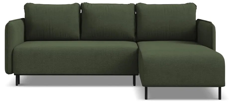 Colțar verde extensibil/cu spațiu de depozitare (cu colț pe partea dreaptă) Luana – Makamii