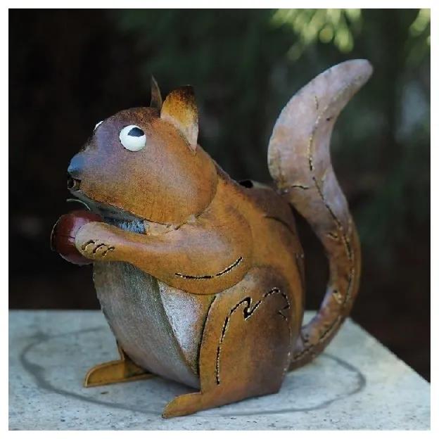 Figurina metal Watering can squirrel, 28x13x33 cm