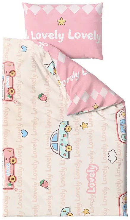 Lenjerii din bumbac pentru patut Culoare roz, AUTO LOVELY