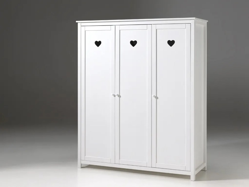 Dulap AMORI cu 3 Uși, Alb, Stil Romantic – Vipack