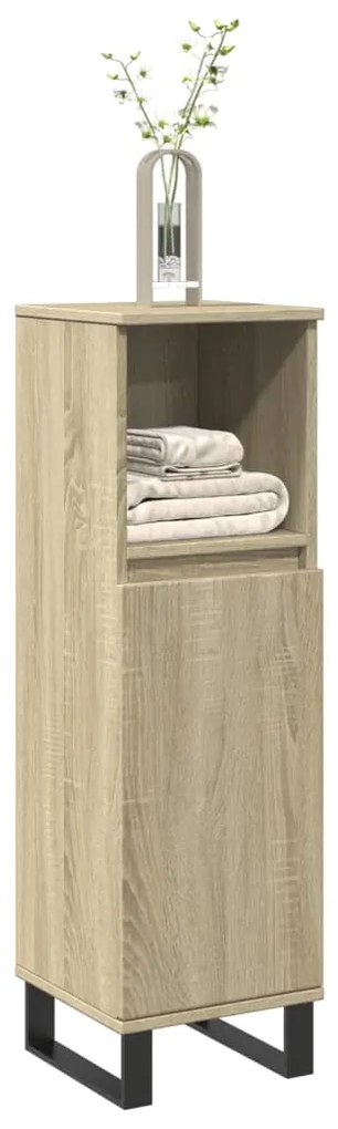 vidaXL Dulap de baie, stejar sonoma, 30x30x100 cm, lemn prelucrat