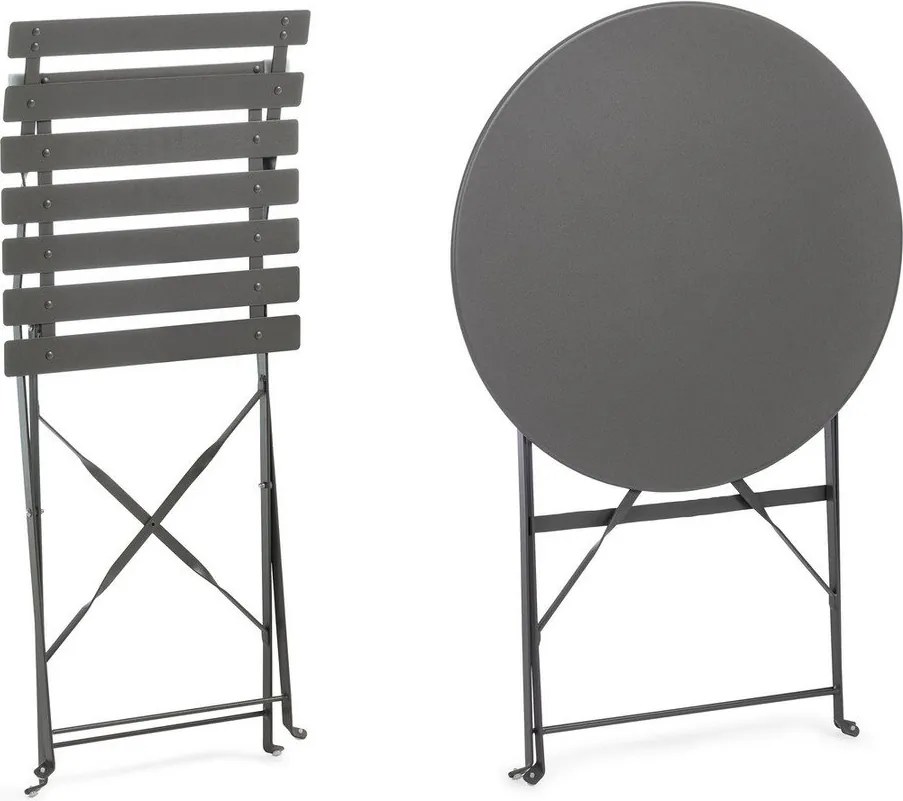 Set de dining pentru grădină gri antracit din oțel pentru 2 persoane Austin – Bizzotto