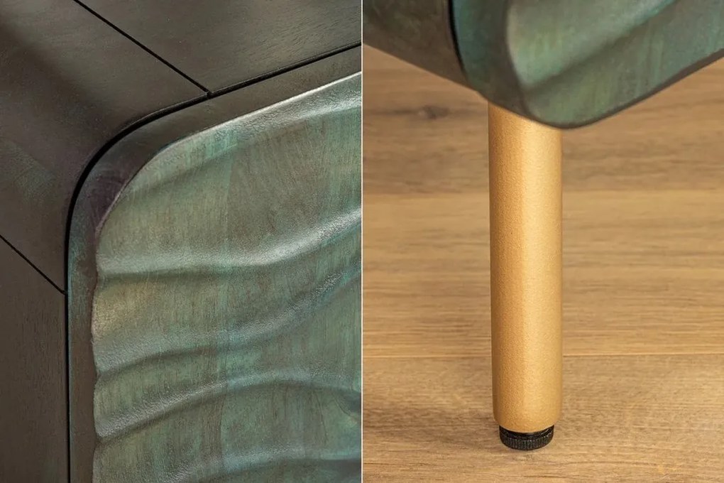 Comoda cu fronturi 3D design ondulat WAVE 160cm, turcoaz