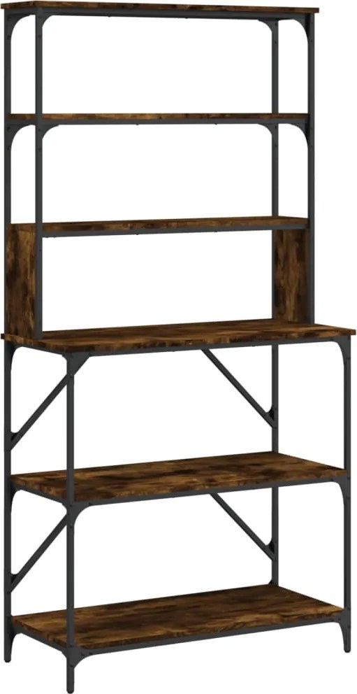 vidaXL Raft brutărie cu 6 niveluri, stejar fumuriu, 90x40x180 cm, lemn