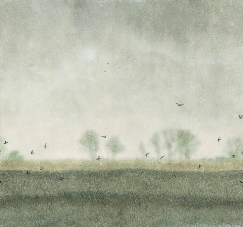 Fototapet, Scandinavian Landscape, Light Green, Rebel Walls