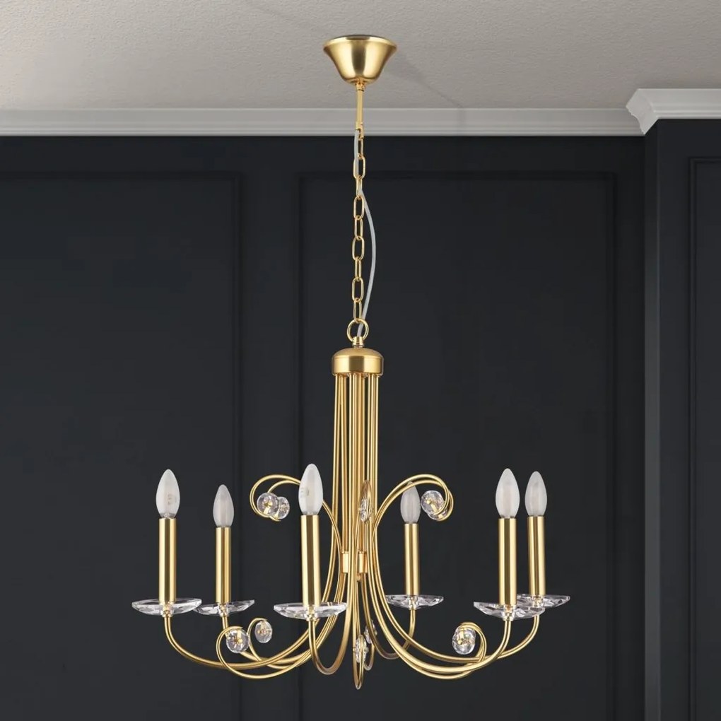 Candelabru stil clasic cu cristal K9 ARIANE 6L auriu