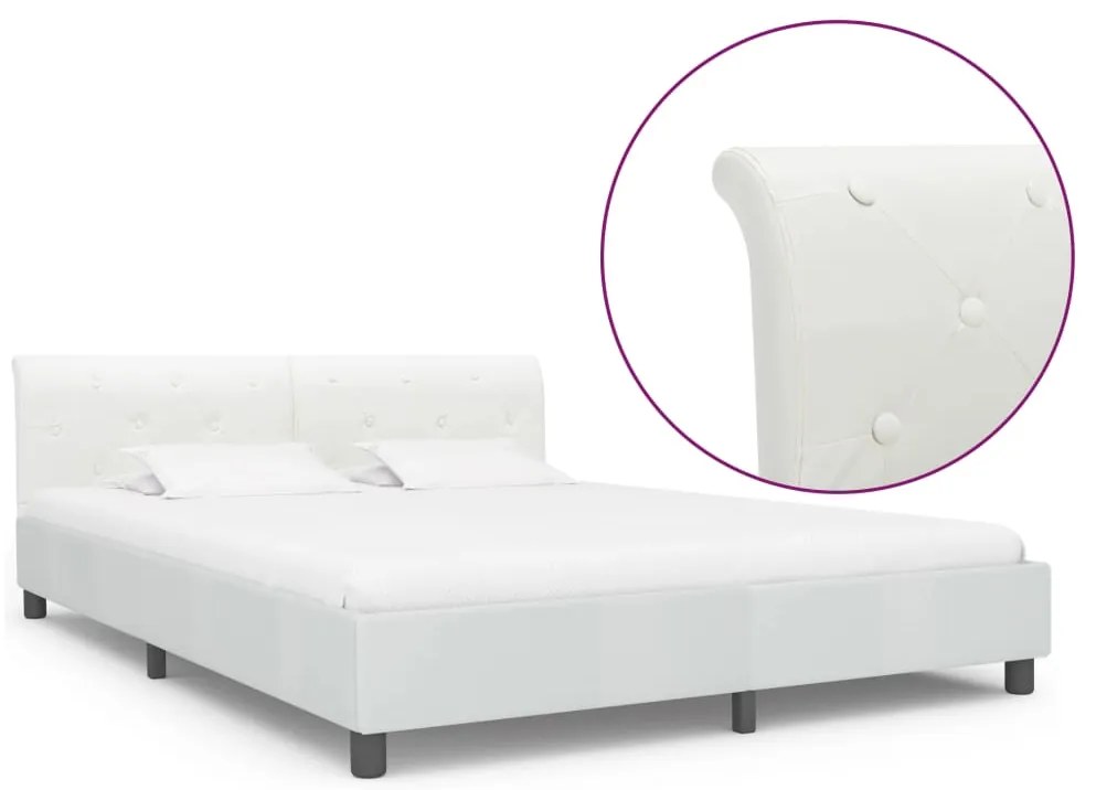 vidaXL Cadru de pat, alb, 180 x 200 cm, piele ecologică