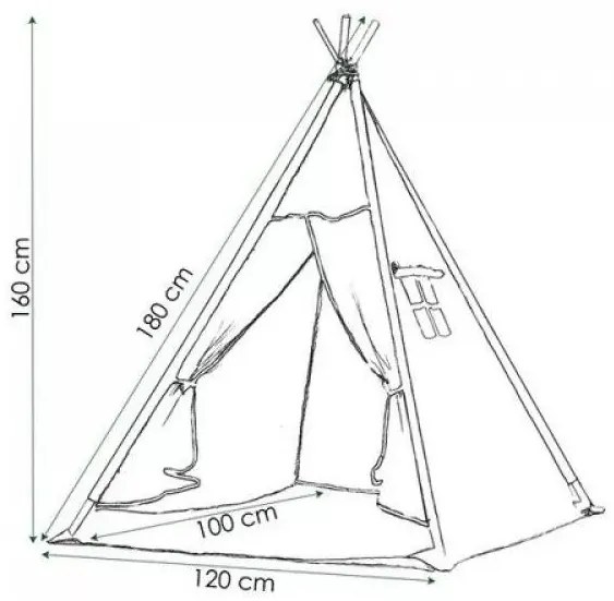 Cort pentru copii Teepee cu perne Stele, gri